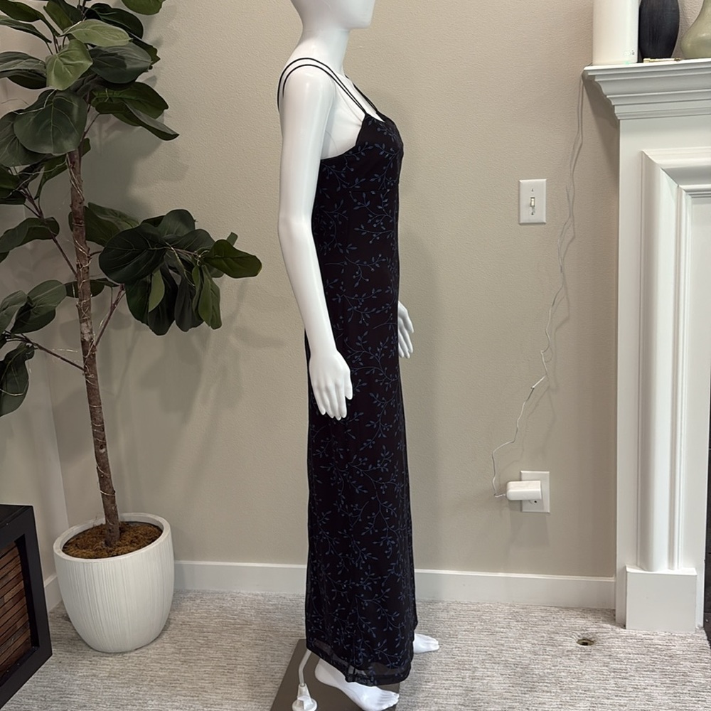 Vintage Byer Too! Floral Vines Glitter Slipdress Size M Empire Maxi Dress Y2K - Picture 5 of 15
